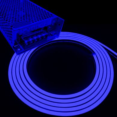 Комплект интерьерный (IP33) Неон светодиодный синий SMD2835 12V длина 5м, блок питания, коннекторы (20937/586)