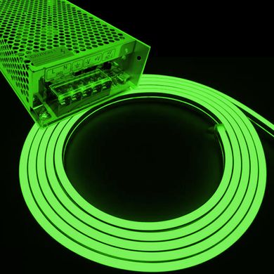 Комплект интерьерный (IP33) Неон светодиодный зелёный SMD2835 12V длина 5м, блок питания, коннекторы (20956/586)