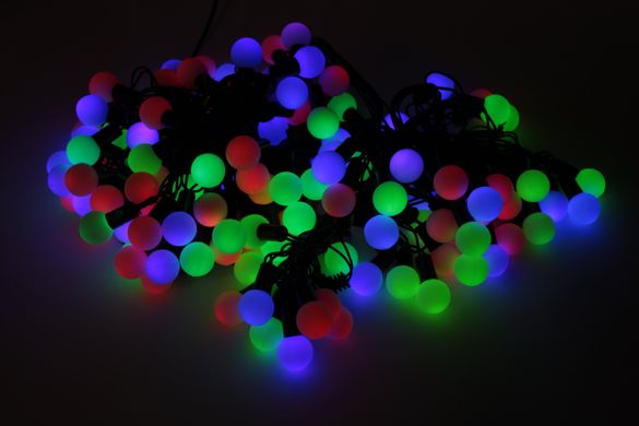 Новогодняя гирлянда Multi Ball Нить 10м диам. 15мм 80 шариков RGB чёрн. шнур