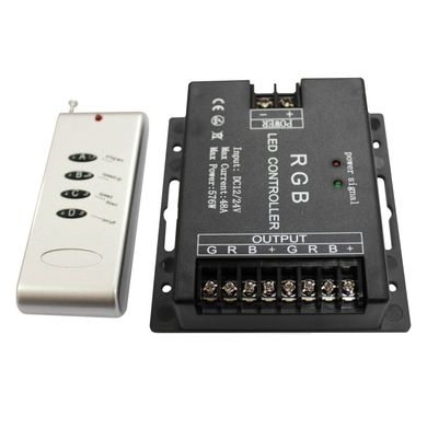 Контролер RGB RF пульт 4 кнопки 576W здвоєний вихід (21071)